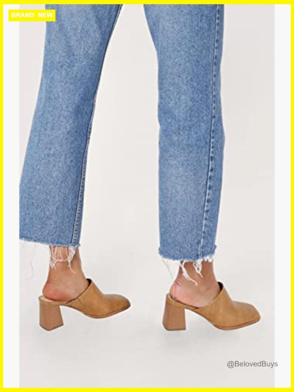 Chunky Stacked Heel Mules Closed Square Toe Slip on Clogs Casual Backless - Picture 4 of 7